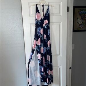 Floral Maxi Dress in Navy and Pink